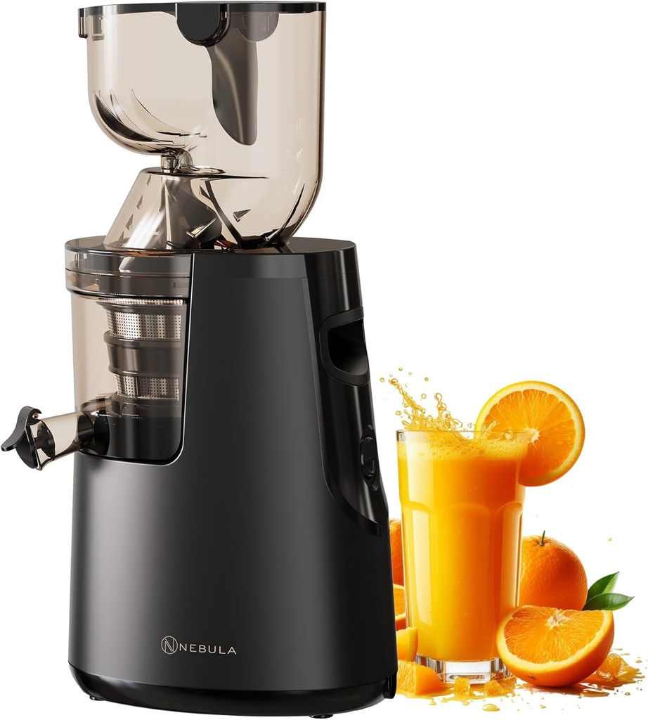 Nebula Grande Cold Press Slow Juicer | Machines for Whole Fruits & Vegetables | Wide Mouth Feeding Chute, BPA Free, 45RPM, Commercial Motor, Easy Clean | Black