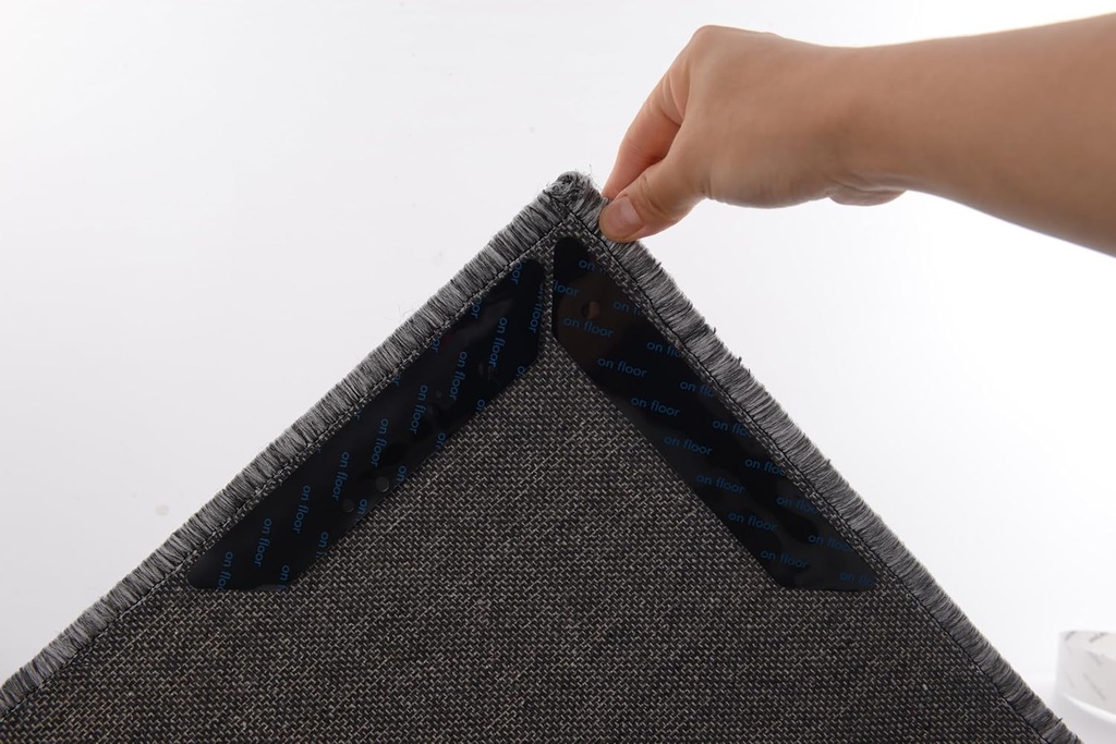 12 Pcs Non Slip Rug Pads Gripper for Hardwood Floors, Tile, Wood Under Rug Carpet Tape, Reusable Washable Adhesive Stickers (2mm)