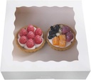 ONE MORE [25pcs] 9inch White Natural Bakery Pie Boxes With PVC Windows Disposable Box for Cookie 9x9x2.5inch 25pcs of Pack