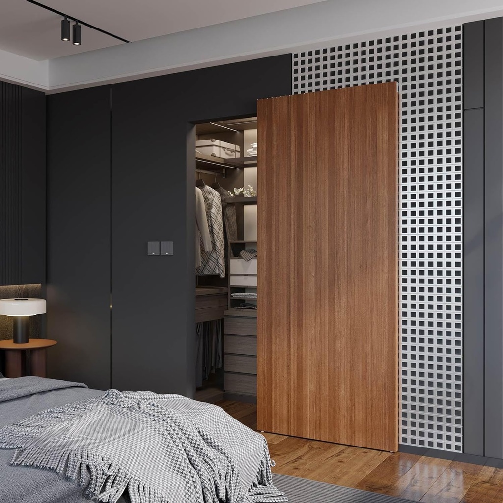 36inch Concealed Sliding Barn Door Hardware with Soft Close Mechanism, Aluminum Track, Invisible Floor Track, Fit MIN Opening Width 28in, Wall Mount System(Door is not Included)