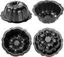 Mini Budtcake Pan, 4 Inch Black Nonstick Fluted Lava Cake Pans Mini Chocoflan Mold Small Flan Mold Individual Baking Cups Thanksgiving Pumpkin Muffin Pans for Insta Pot Air Fryer