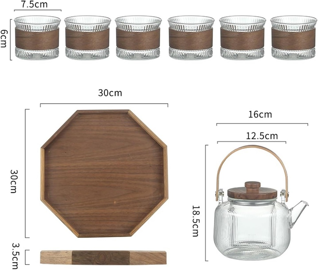 Water Carafe Iced Tea Pitcher Glass teapot Tea Making Household Tea Set high Temperature Resistant Electric Ceramic Stove Handle Beam Kettle Teacup teapot Set Drink Pitcher Water Jar, Gold