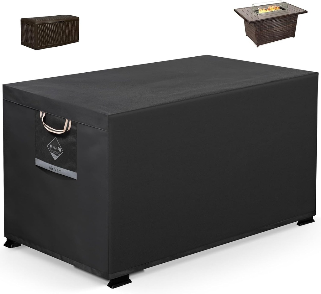 QH.HOME Fire Pit Cover Rectangle 64 x 30 inch ,Outdoor Waterproof and Weatherproof Strong Tear and Fading Resistant Rectangular Patio Furniture Fireplaces Cover - Black