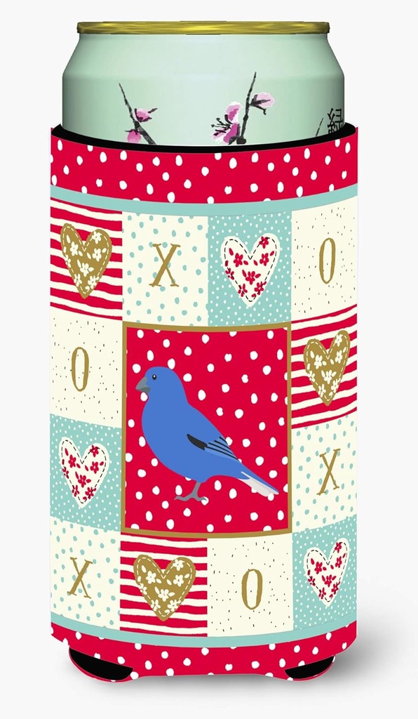 Caroline's Treasures CK5510TBC Bunting Love Tall Boy Hugger, Red Can Cooler Sleeve Hugger Machine Washable Drink Sleeve Hugger Collapsible Insulator Beverage Insulated Holder