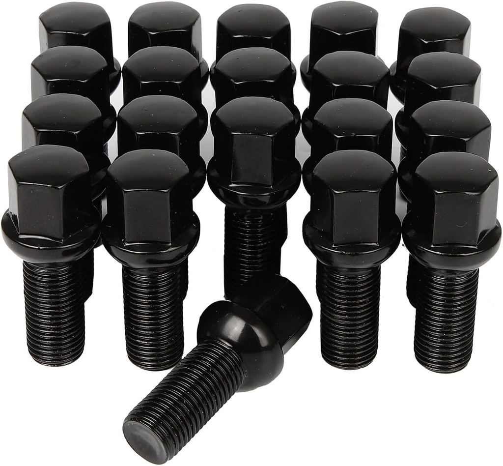 ECCPP 14x1.5 Wheel Lug Bolts 20pcs Wheel Lug Nuts Black Thread Pitch 14x1.5 for 2006-2016 for Porsche Cayman 1998-2019 for Volkswagen Beetle 2004-2018 for Volkswagen Touareg