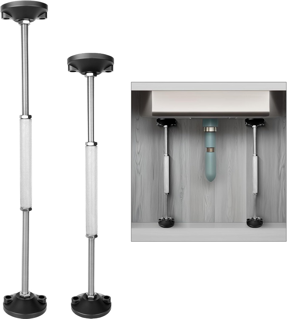 2 Pcs Undermount Sink Brackets, Heavy Duty Adjustable Support Pole, 18.5"-25.6" Adjustable, Non-Slip & Corrosion-Resistant, Undermount Sink Support for Kitchen & Bathroom