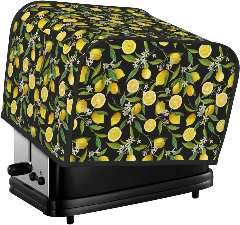 Oven Cover Kitchen Bread Machine Protector,4 Slice Toaster Cover For Home,Fingerprint Coaster Cover,Kitchen Small Appliance,Lemon Fruits Flowers Leaves