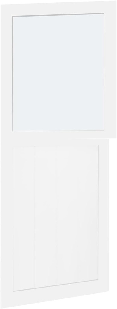 30" x 80" Dutch Door Slab, Half Frosted Glass Split Single Door Slab, Solid Pine Wood Front Entry Interior Design, for Proch, Backyard, White