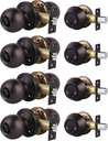 4 Pack Exterior Door Knob and Deadbolt Set, Oil Rubbed Bronze Entry Door Lock Sets with Double Cylinder Deadbolt, Security Round Style Entry Door Knobs Deadbolt