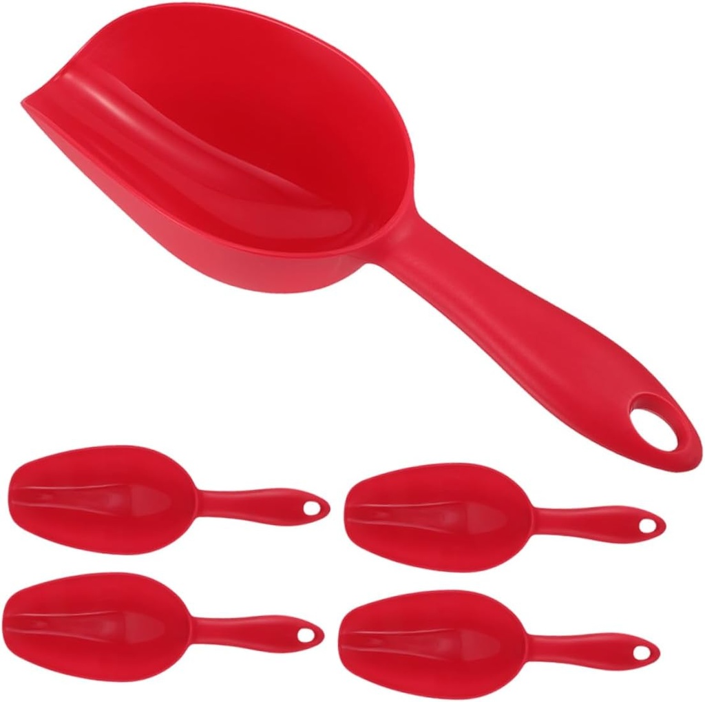 Amosfun 5pcs Ice Cube Scoop Ergonomic Food Serving Spoon for Kitchen Candy Sugar Ice Flour Coffee Jars for Buffet and Home Use