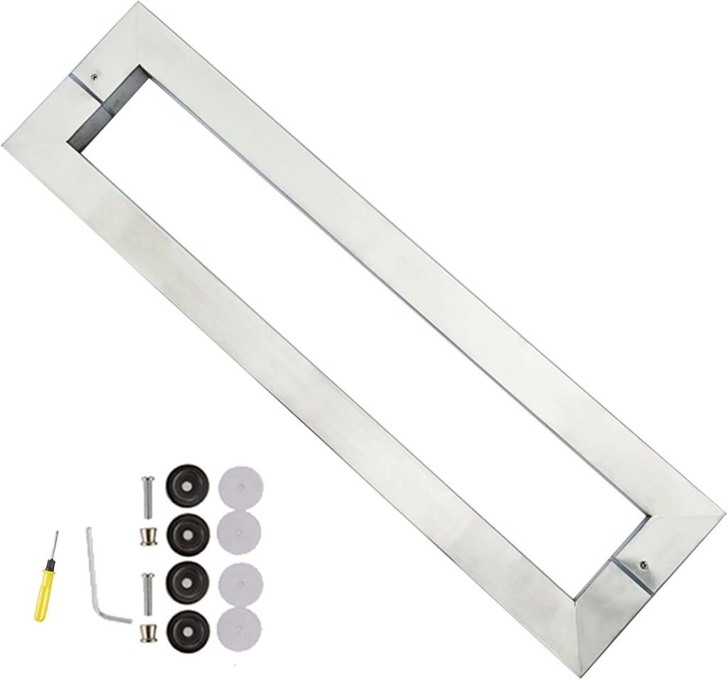 Rectangle Door Handles Hardware Set - 38x25mm Pole, Heavy Duty Stainless Steel Pole for Dining Hall/Shopping Mall/Office/Home, Sliding Barn Door Pull Push Handle