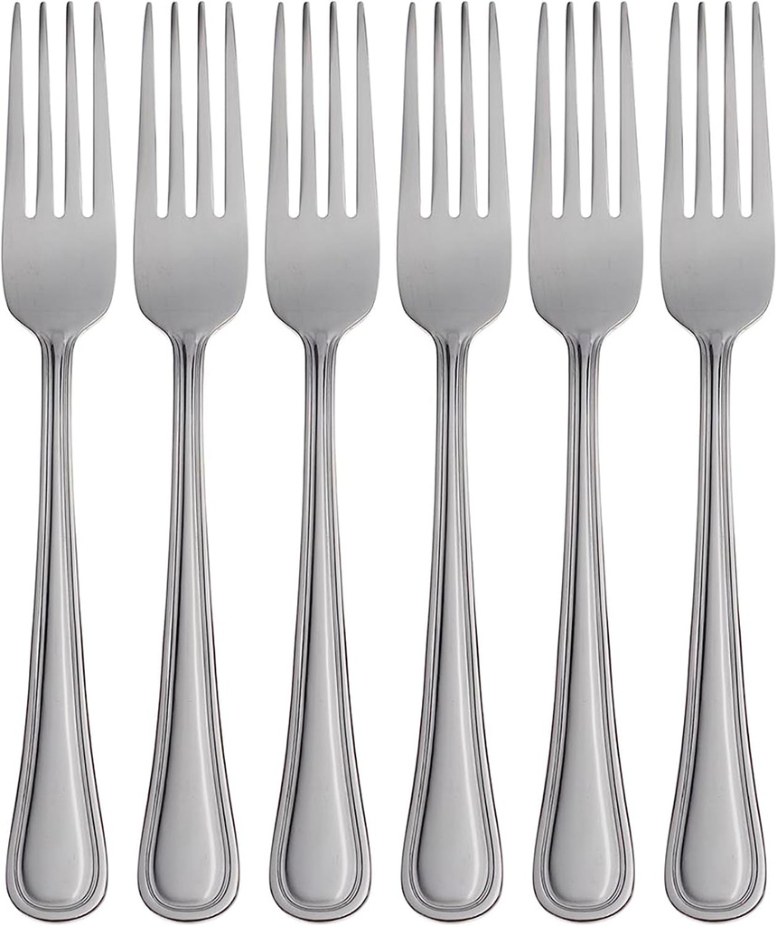Oneida H081006BL20 Tress Mirror Everyday Dinner Forks, Set Of 6, 7.95" L x 1.01" W