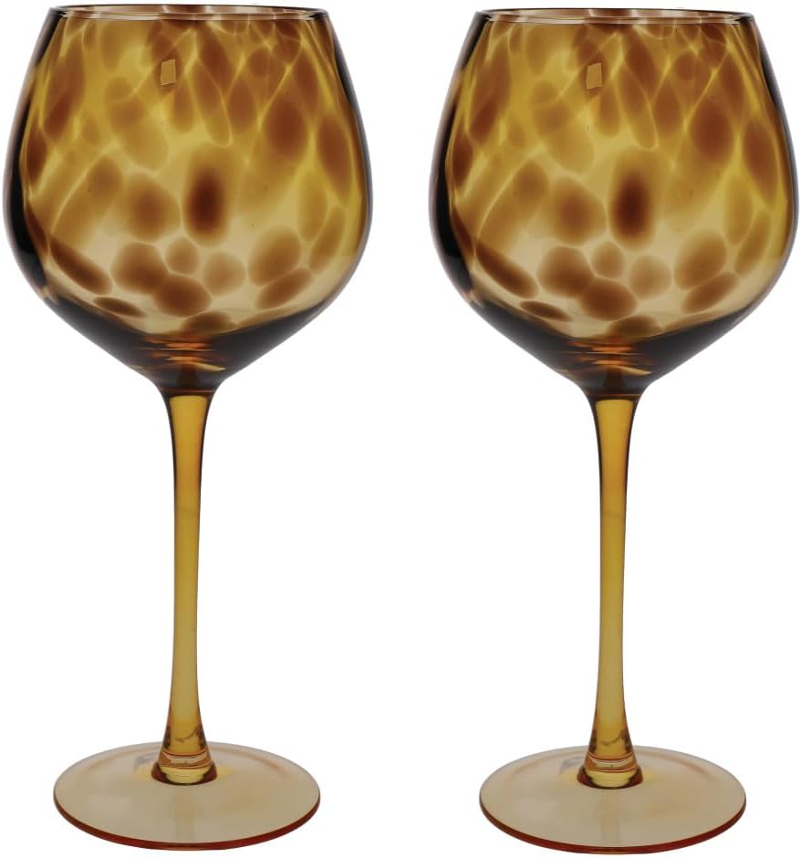 BarCraft Patterned Gin Glasses, Set of 2 with Tortoiseshell Finish in Gift Box, 550ml