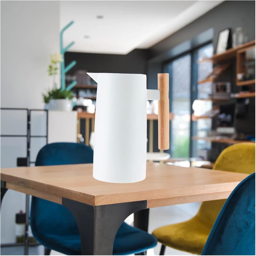 Electric Kettle Thermal Carlarge Capcaity 1L Kettle Hot Household Coffee Pot Vacuum Insulation Hot Coffee Cartea Pot Insulation Kettle Tea Kettle/White