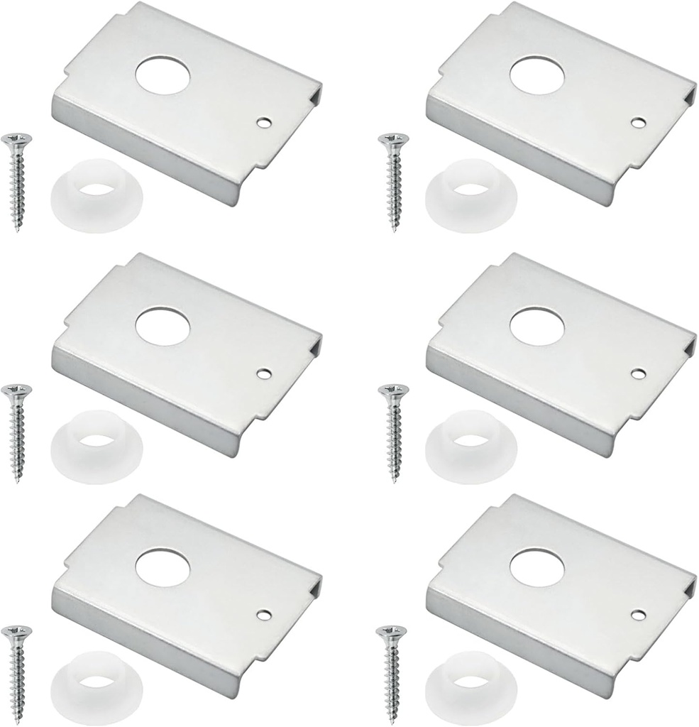 6Pcs N7192 Bi-fold Door Repair Bracket, Top or Bottom Mount, Each with Screw and Gasket, for 1-3/8 in Wood Doors, Fits 7/16 in Pivot