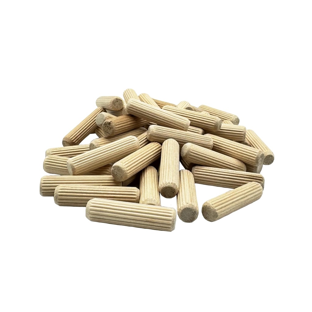 1/2" x 2" - 100 Pack Wooden Dowel Pins - Kiln Dried, Fluted, and Beveled (1/2" x 2", 100pk)