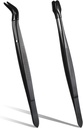 Rubber Tipped Tweezers, 2 Pcs Silicone Coated Long Bent and Straight Flat Tip Craft Tweezers Stainless Steel Precision Tweezer Set for Lab Electronic Industrial Stamps Coin Beads Jewelry (Black)