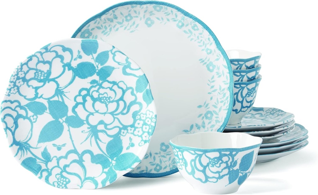 Lenox Butterfly Meadow Cottage 12-Piece Dinnerware Set, 17.55 LB, Cornflower