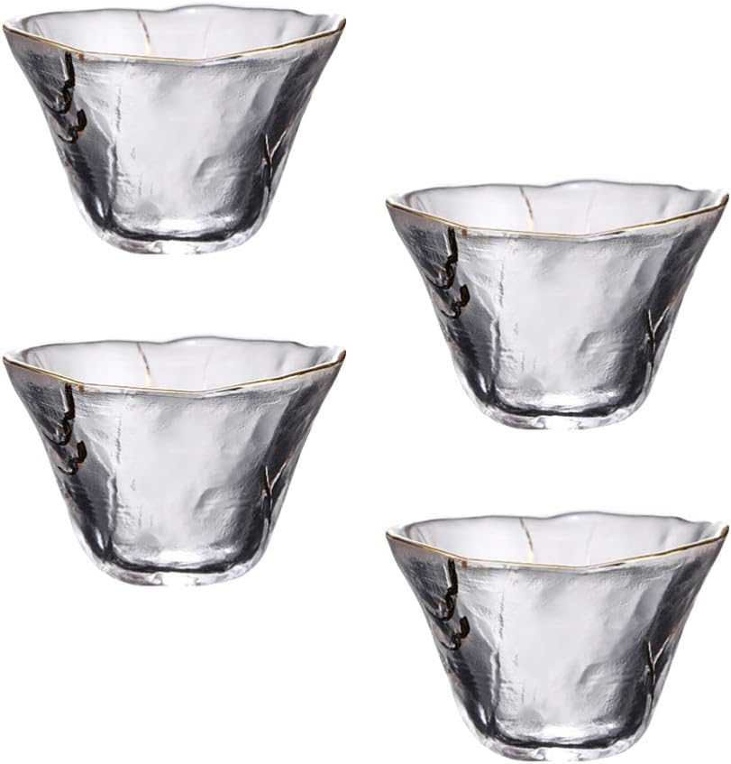 UPKOCH 4pcs Japanese-Style Sake Saki Cup Set, 2 Oz Glass Sake Cups Set，Clear Glasses Universal Drinking bottle for Cold and Hot, Tea, and Other Beverages, Ideal for Home and Restaurant Use