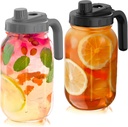 2 Pack 64oz Glass Mason Jar Pitchers with Leak-Proof Lids and Handles – Wide Mouth Design for Sun Tea, Cold Brew, Lemonade, Juice, Iced Tea, and Water