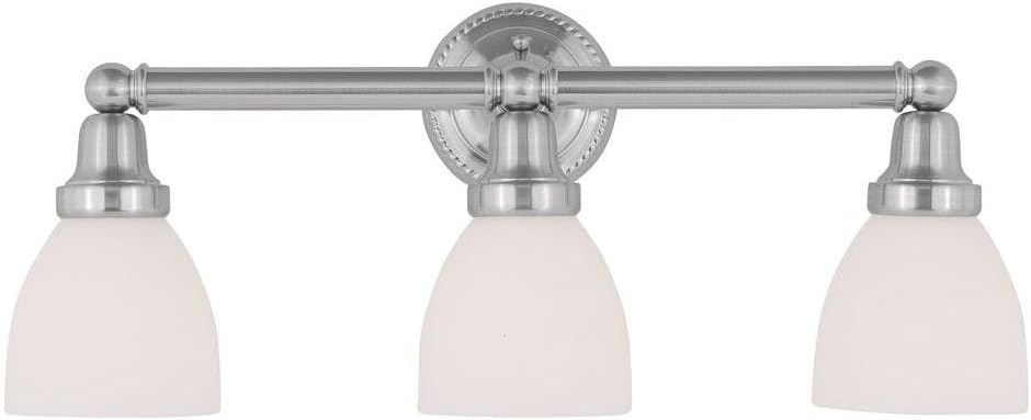 Livex Lighting 1023-91 Classic 3-Light Bath Light, Brushed Nickel