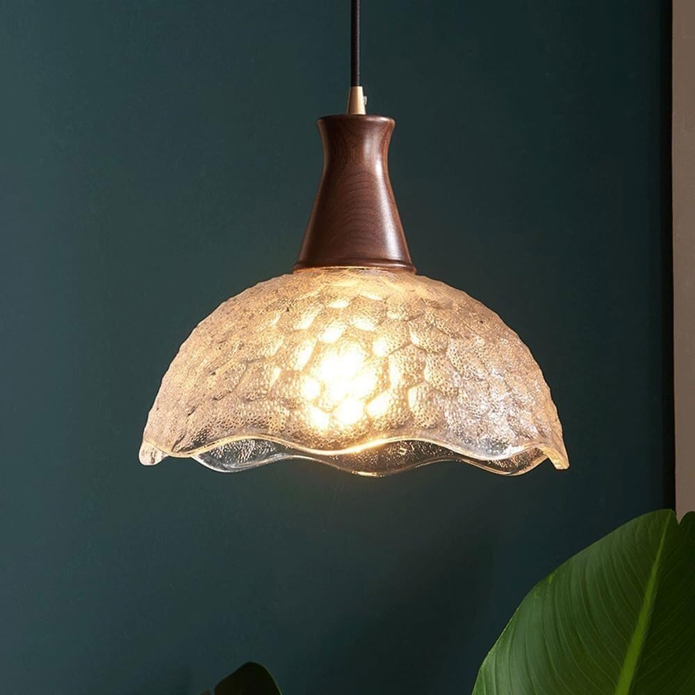 Retro Chandeliers/Japanese Creative Glass and Solid Wood Pendant Light/Living Room, Bedroom, Restaurant, Hotel Decoration Hanging Lamp/E27/26 Base Embedded Hanging Lamp