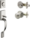 Copper Creek FZ2610XBK-SS Craftsman Front Entrance Handleset in Satin Stainless with Ball Knob Interior