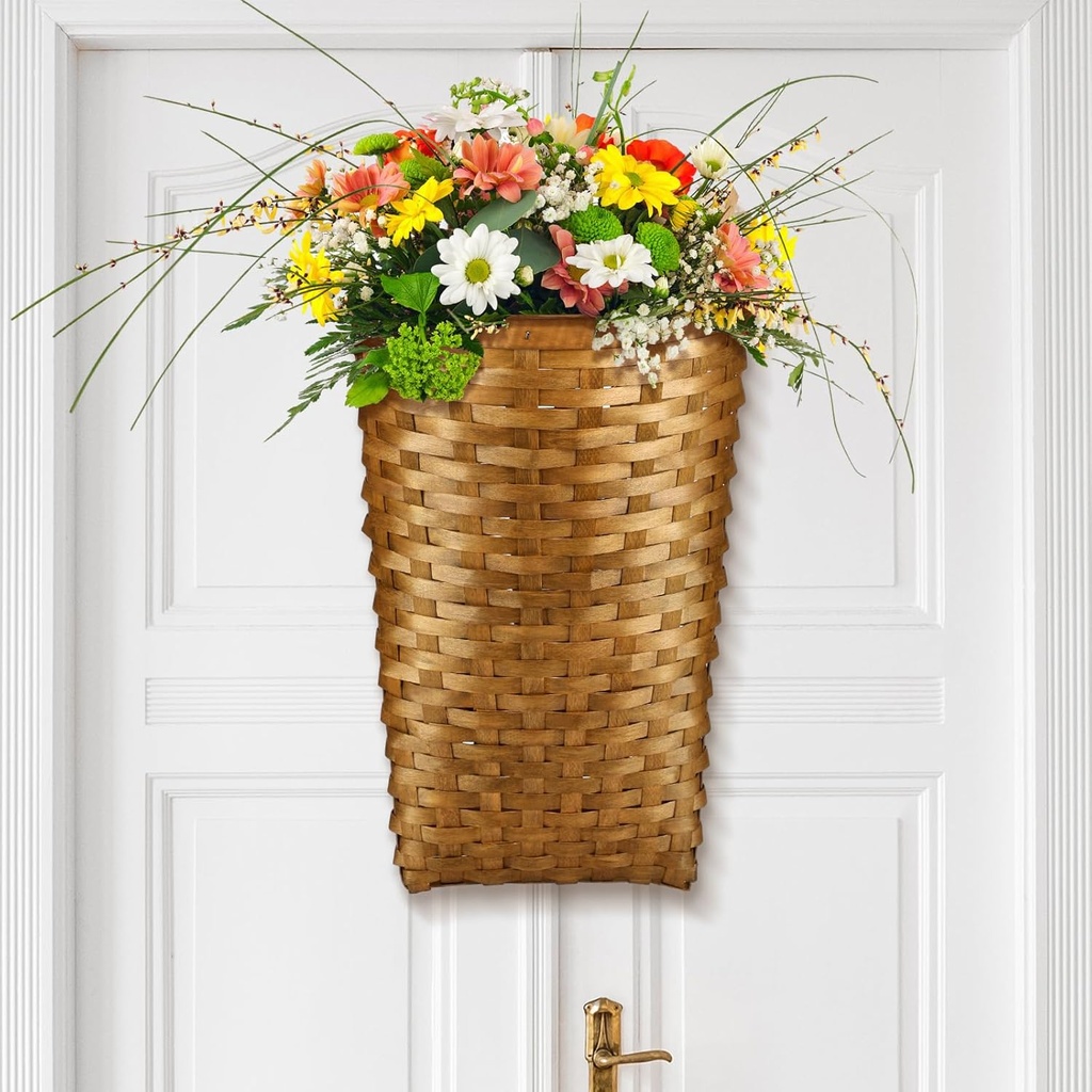 Domensi 15.5 x 10 x 7.5 Inch Front Door Basket Woven Wall Hanging Basket Hanging Storage Decor Farmhouse Decor Crafting DIY for Front Door(15.5 x 10 x 7.5 Inch,Classic Style)