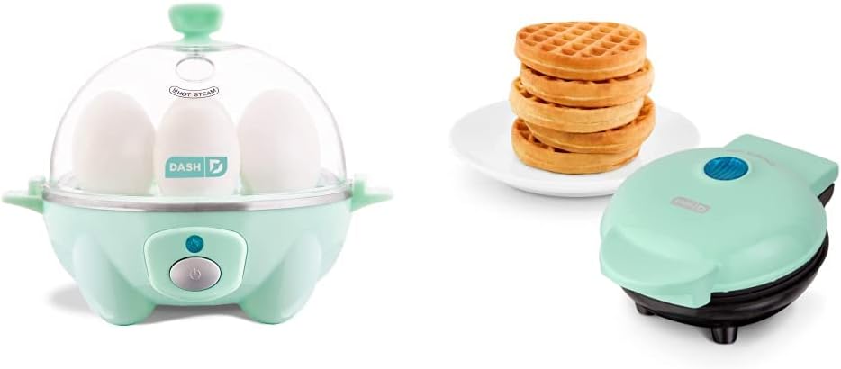 DASH Rapid Egg Cooker + DASH Mini Waffle Maker - Individual Egg Cooker and Waffle Iron