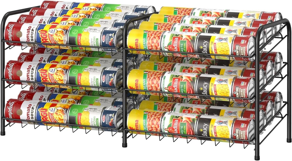 NANANARDOSO Can Organizer for Pantry, 3 Tier Can Dispenser Rack Holds up to 72 Cans, Can Storage Organizer Holder for Canned Food Storage Kitchen Cabinets or Pantry Shelf Countertop, Black