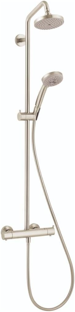 hansgrohe Croma Sliding Height Adjust Air Infusion, Rain AirPower Spray, QuickClean Showerpipe Shower Set in Brushed Nickel, 27169821
