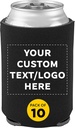 DISCOUNT PROMOS Custom Collapsible Beer Can Coolers 4mm Set of 10, Personalized Bulk Pack - Great for Beer, Soda, Other Beverages - Black