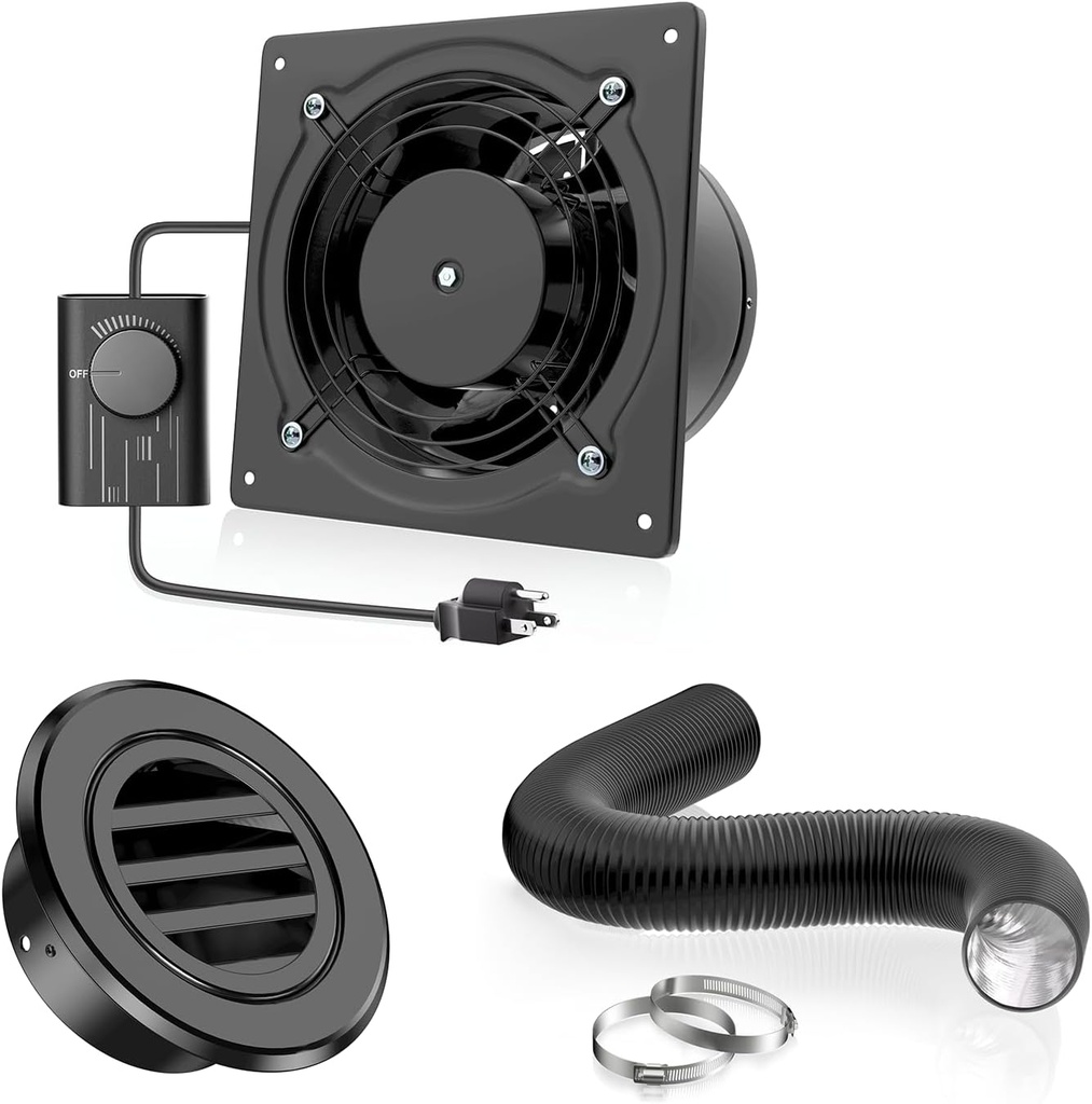 HG Power 6 Inch Exhaust Fan with Speed Controller Kit-With 6 Inch 16 Feet Air Ducting and 6 Inch Aluminium Alloy Round Air Vent