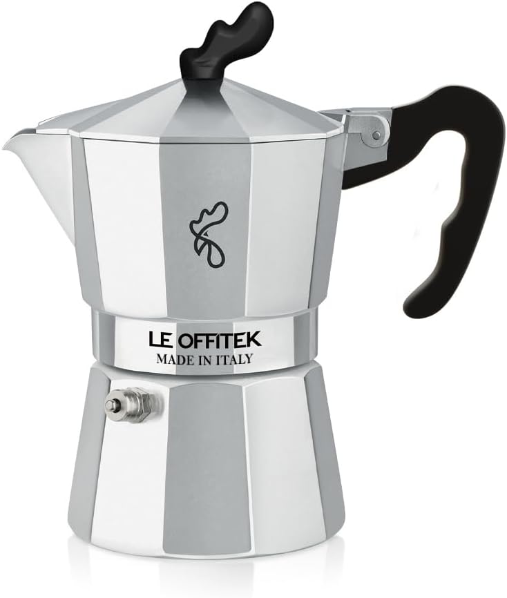 Lorren Home Trends Amika Made In Italy Classic Stovetop Espresso Maker, Italian Coffee, 6 Cup,Silver