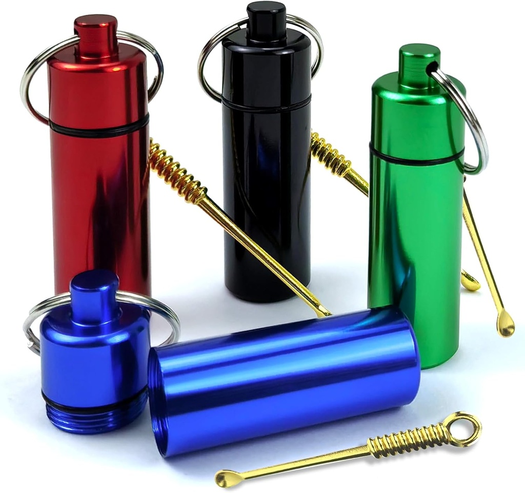 Mini portable seasoning dispenser, leak proof, compact, 0.2 ounce camping spice container, metal leak proof decorative bottle, storage bottle, used for storing various powder seasonings (4 Pack)