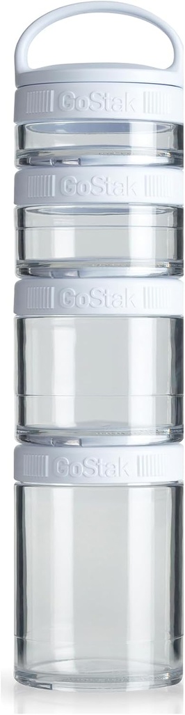 BlenderBottle GoStak Twist n' Lock Storage Jars, 4-Piece Starter Pak, White
