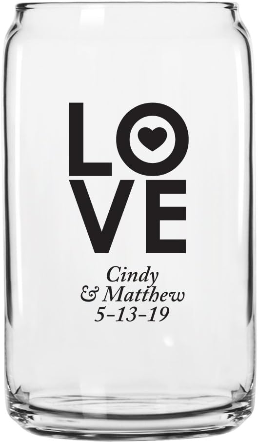Personalized Color Printed Beer Can Glass - Love - Black - 144 pack