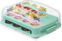 Relaxdays Muffin Transport Box, 24 Cupcakes & Muffins, 2 Levels, Carry Handle, H x W x D: 16 x 37.5 x 28.5 cm, Cake Box, Turquoise