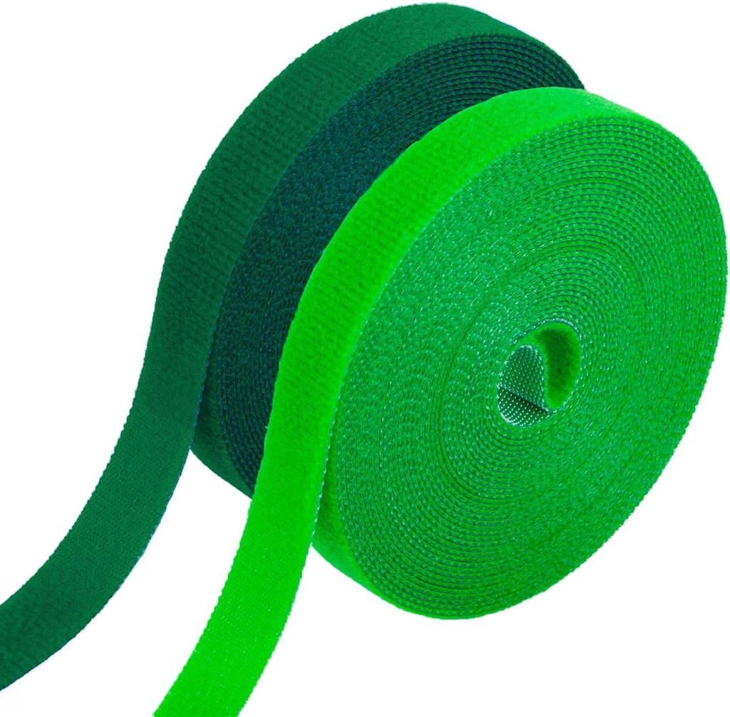 2 Rolls of Garden Twist Ties - Dark and Light Green Tape for Supporting Climbing Plants and Tomatoes, Adjustable and Reusable Gardening Straps (2 Rolls(32.8ft Combined))