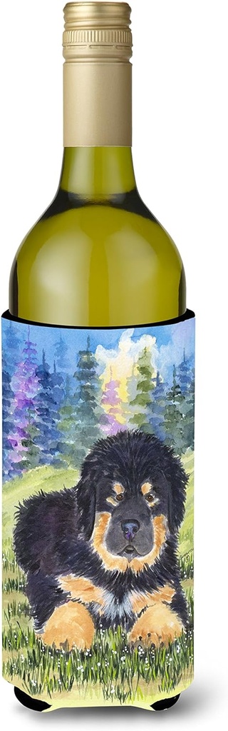 Caroline's Treasures SS1037LITERK Tibetan Mastiff Wine Bottle Hugger Bottle Cooler Sleeve Hugger Machine Washable Collapsible Insulator Beverage Insulated Holder