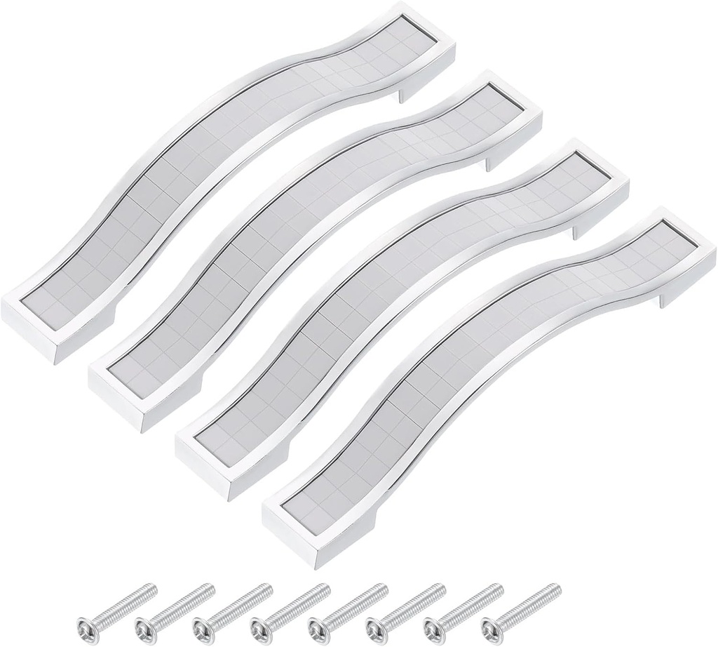 uxcell Cabinet Pulls Drawer Handle 96mm Hole Centers Alloy Crystal Full White 4Pcs