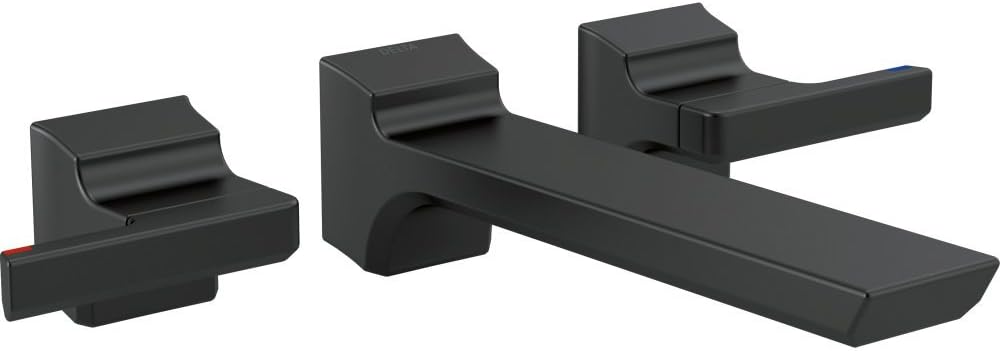 Delta Faucet T3599LF-BLWL Pivotal Two Handle Wall Mount Lavatory Faucet Trim, Matte Black