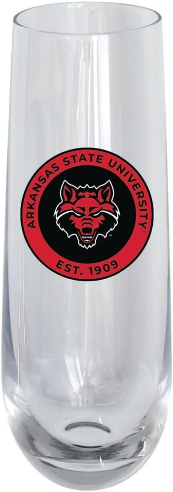 R and R Imports Arkansas State 10oz Stemless Flute Officially Licensed Collegiate Product 2-Pack
