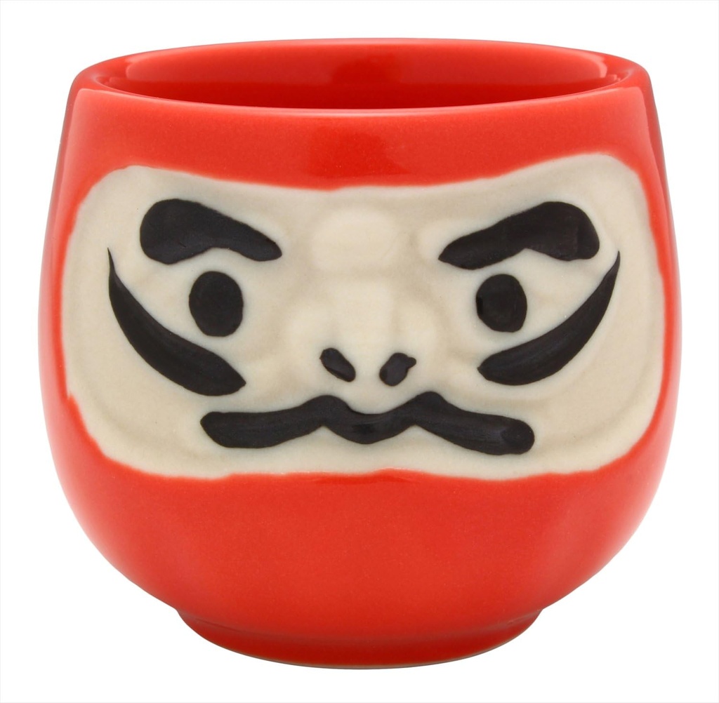 Kaju Life K12257 Glass Cup, Red, 2.0 fl oz (60 ml), Mino Ware Feng Shui Daruma Glass