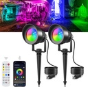T-SUN Smart Color Changing Landscape Lights, RGBW Christmas Spotlights Outdoor with App & Remote, Music Sync, 16M Colors, Timer, Dimmable Waterproof Spot Light for Yard Garden Tree, Set of 2