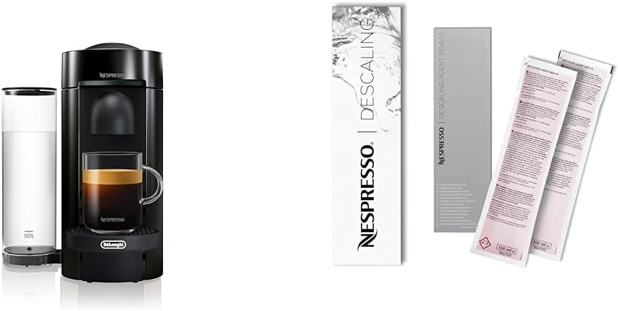De'Longhi Nespresso Vertuo Plus Coffee and Espresso Maker, Ink Black + Nespresso Descaling Kit