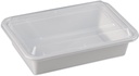 SAFEPRO 38 oz. White Rectangular Microwavable Container with Clear Lid, Lunch Food Box, Plastic Take-Out Containers (Case of 50)