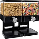 TopHomer Dual Control Cereal Dispenser Countertop with Detachable Bottom Tray and Wheel Paddle Outlet Design for Pantry Kitchen Organization Oatmeal Nut Candy (Black)