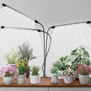 Super Bright Plant Grow Light Clip-on, 6000K Full Spectrum Gooseneck Growing Lamp with White Red Blue LEDs for Indoor Plants, Dimmable, Auto On/Off Timer 4/8/12Hrs, Independent Control Light Bars