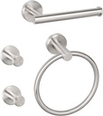 NearMoon 4 Pieces Bath Hardware Set, Include Hand Towel Ring, Toilet Paper Holder and 2 Robe Towel Hooks, Stainless Steel Bathroom Accessories Wall Mounted (Brushed Nickel)